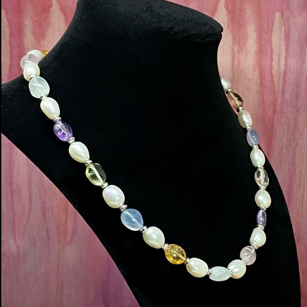 18”L Honora Baroque & Polished Gemstone Necklace - Picture 6 of 6
